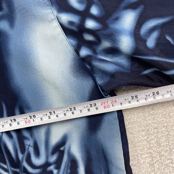 Y2K Urban Rags Skull Blue Flame AOP Shirt Black Men Sz 2XL Goth Cyber Punk Emo - Picture 12 of 16